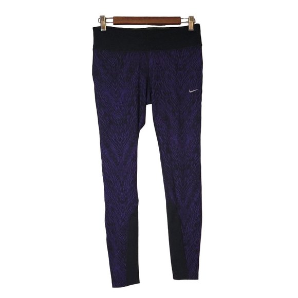 Nike Workout Leggings Purple Black Running Yoga Pants Women's Size Medium‎ - Picture 2 of 6